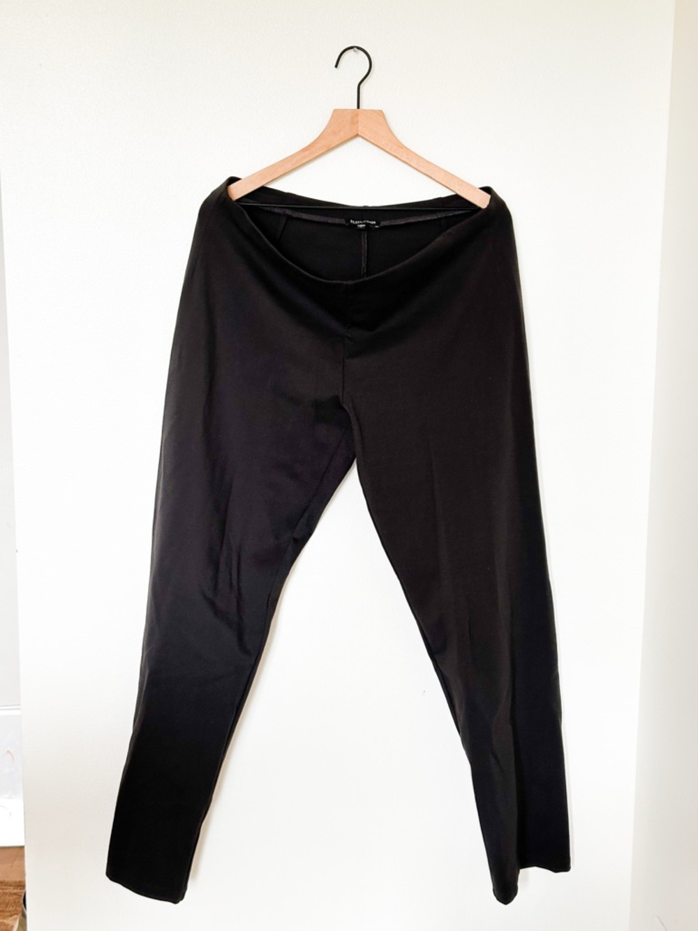 Eileen Fisher Dark Grey Knit Straight Leg Pants Size L